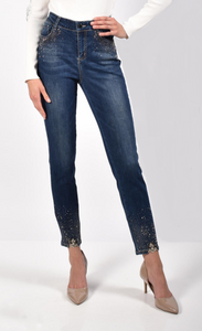 Frank Lyman Sparkle Trim Denim Pant