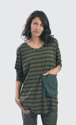 Load image into Gallery viewer, Alembika Forest Spruce Stripe Pocket Top
