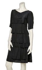 Load image into Gallery viewer, Front view of the beate heymann waves dress in black.
