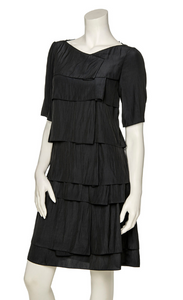 Front view of the beate heymann waves dress in black.