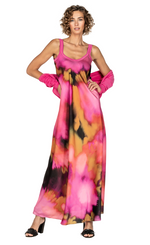 Load image into Gallery viewer, Front full body view of a woman wearing the beate heymann magenta dress.
