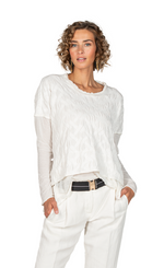 Load image into Gallery viewer, front top half view of a woman wearing the beate heymann off-white rhombe top
