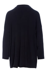 Load image into Gallery viewer, Back view of a the bitte kai rand bloom knit blouse with face. this top is solid black on the back. The top has long sleeves and a round neck. 
