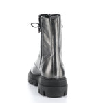 Load image into Gallery viewer, Back view of the bos &amp; co felete grey round toe boots. These boots have a metallic shine and lug sole.
