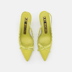 Load image into Gallery viewer, birdseye view of a pair of the kat maconie Kacy high heel in the color celery.
