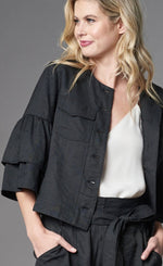 Load image into Gallery viewer, Lola &amp; Sophie Linen Twill Ruffle Sleeve Jacket
