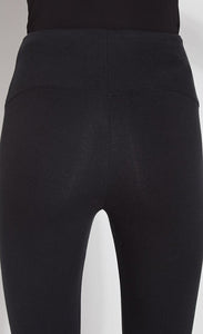 Close up view of the back of the Lysse Flattering Cotton Crop black leggings. 