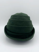 Load image into Gallery viewer, Front view of the lillie &amp; cohoe beatrice hat. This hat is green with a tiered/folded crown and a rounded brim.
