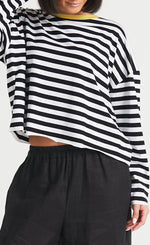 Load image into Gallery viewer, Planet Border Stripe Mini Boxy Tee
