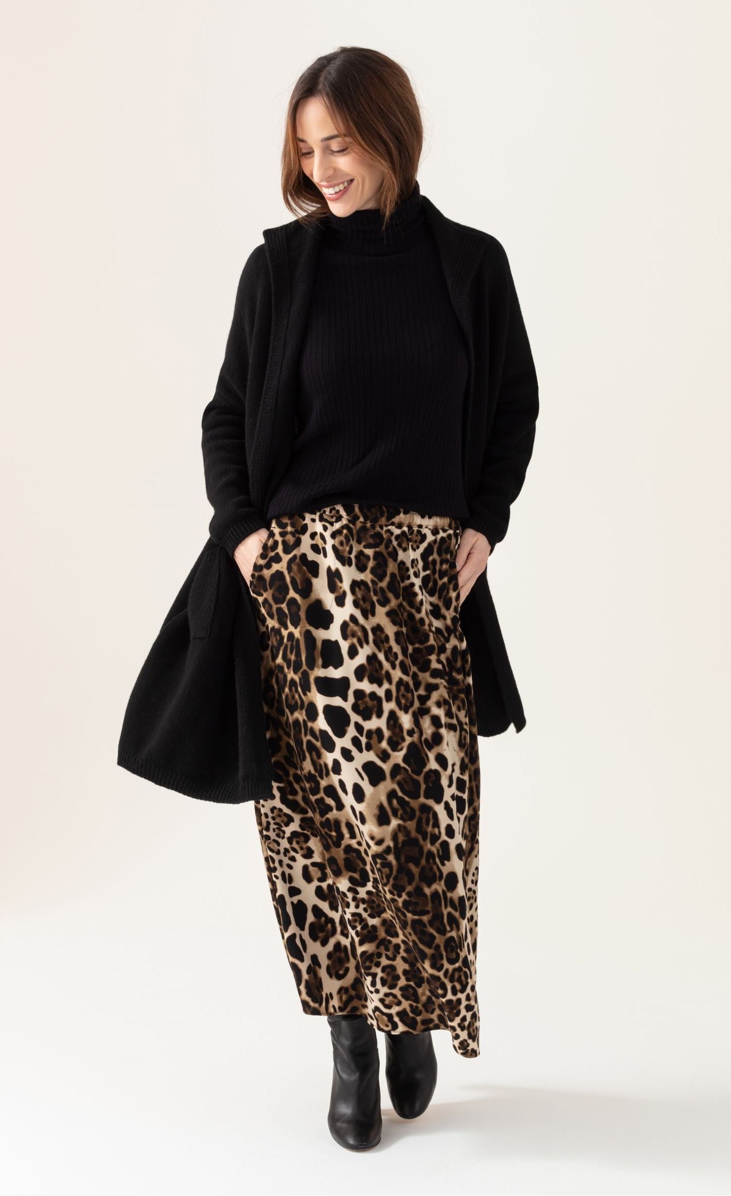 Indies Rosane Long Leopard Skirt