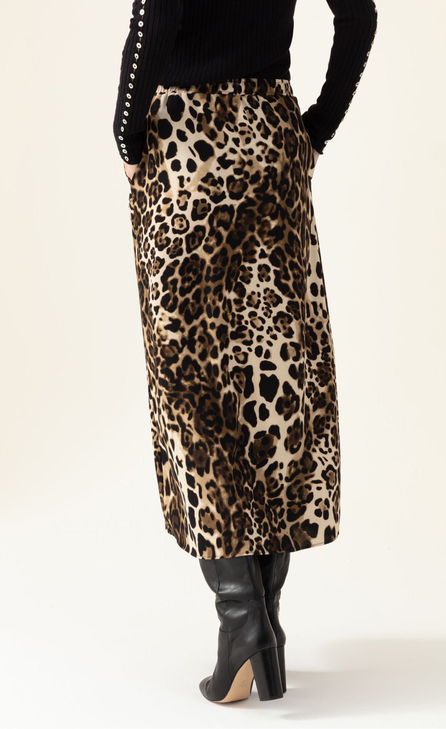 Indies Rosane Long Leopard Skirt