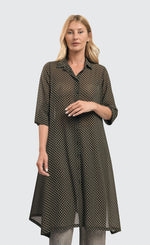 Load image into Gallery viewer, Front top half view of a woman wearing the Alembika Big Island Chain Chiffon Tunic
