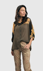 Load image into Gallery viewer, Front top half view of a woman wearing the alembika Lei Floral-Yoked Chiffon Blouse.
