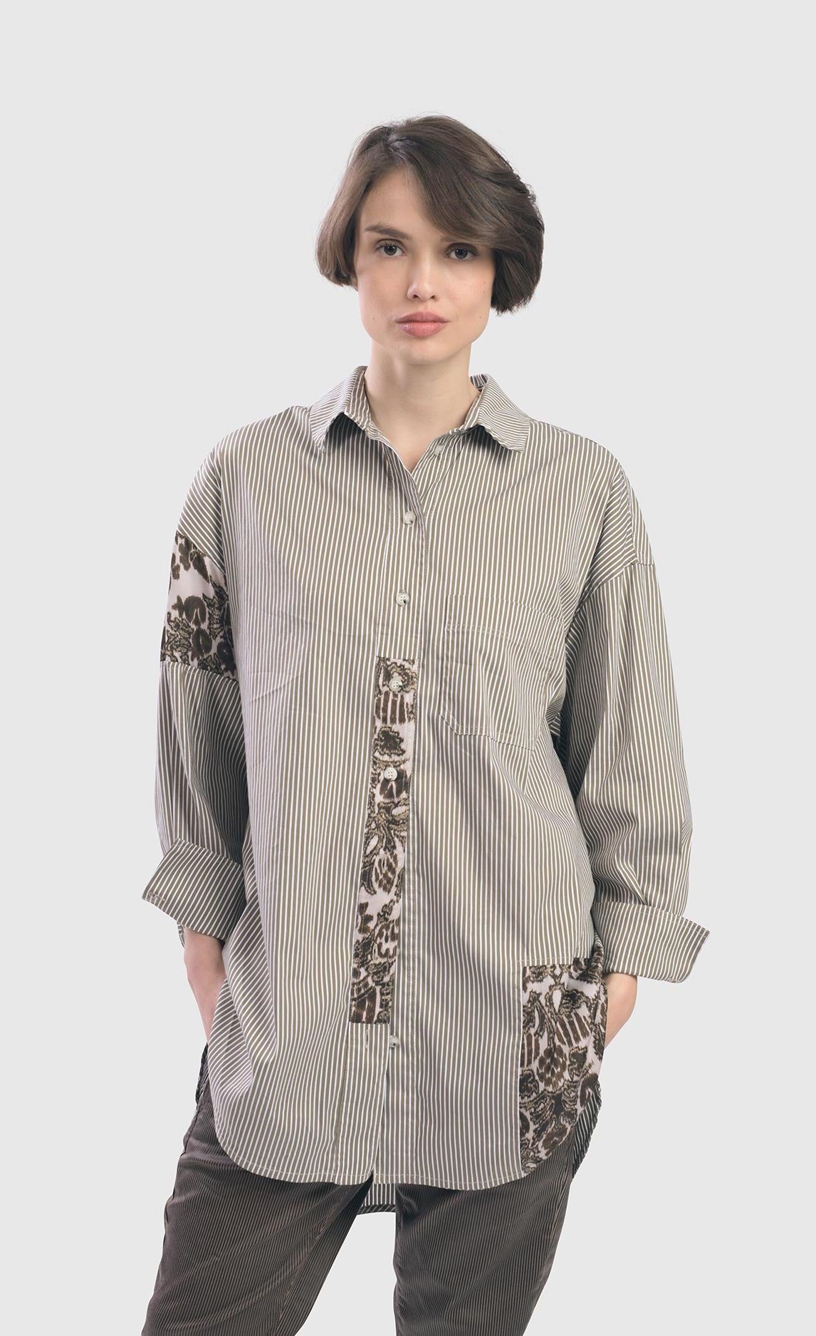 Alembika Arabesque Pinstripe Tunic Shirt