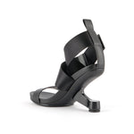 Load image into Gallery viewer, inner side back view of the united nude eamz IX Black high heeled sandal.
