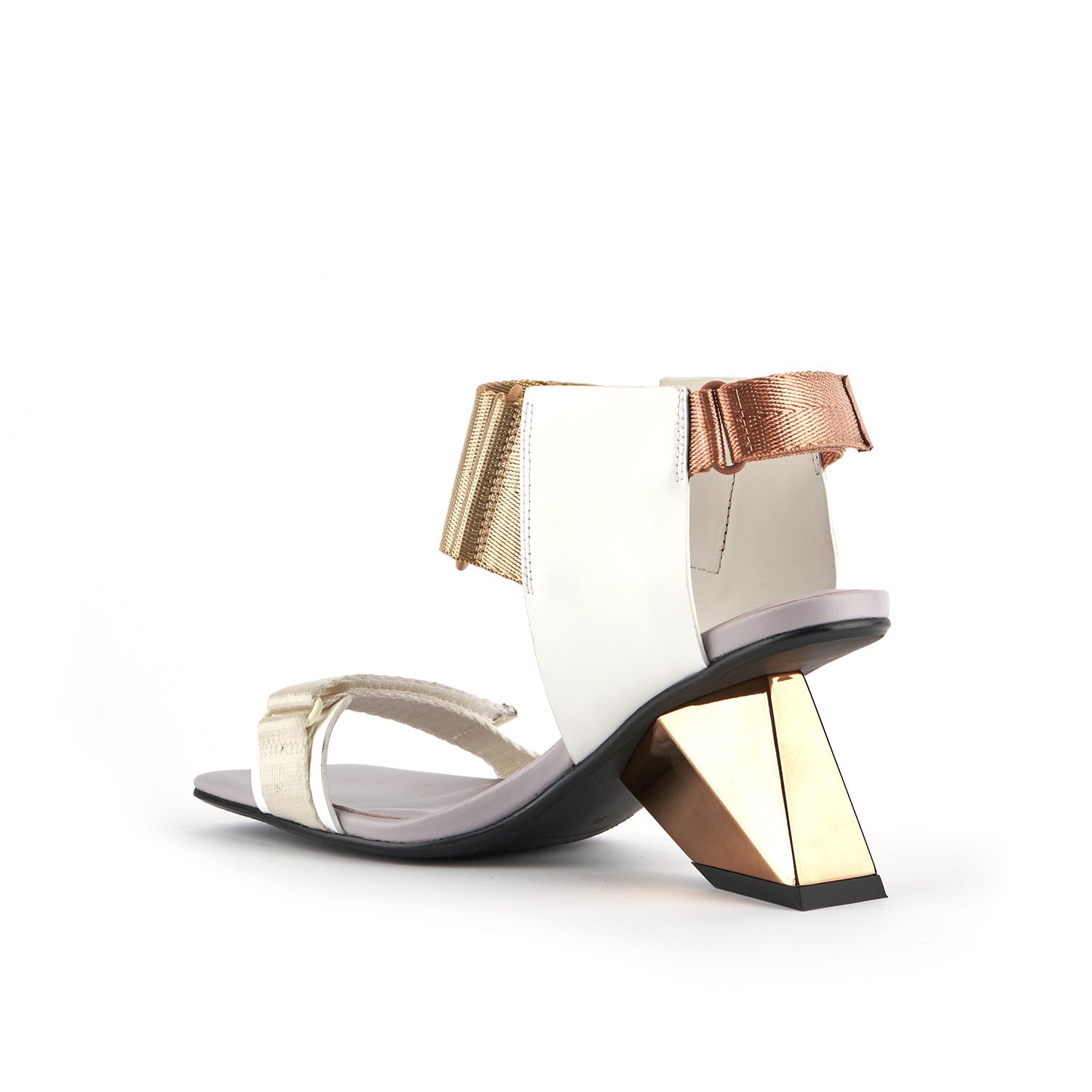 inner back side view of the united nude rockit run high heel sandal in the color bohemian.