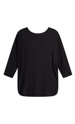 Load image into Gallery viewer, Front view of the alembika ribbed jersey top. This top has elbow length dolman sleeves, a rounded hem, and a round neck.

