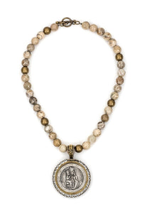 French Kande Saint Anne Medallion Necklace - ModeAlise